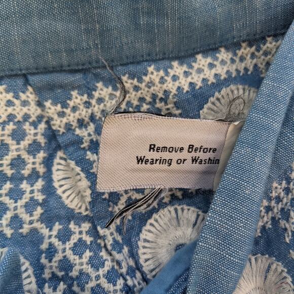 Madewell Chambray Sunstitch Shorts Blue 2 - Picture 6 of 10